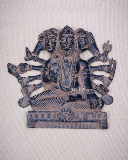 Panchmukhi Hanuman Brass Wall Hanging | Auspicious & Ward off Evil | 8"