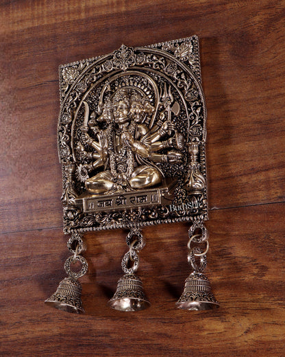 Brass Superfine Panchmukhi Hanuman Wall Hanging with Jai Shri Ram Carvings