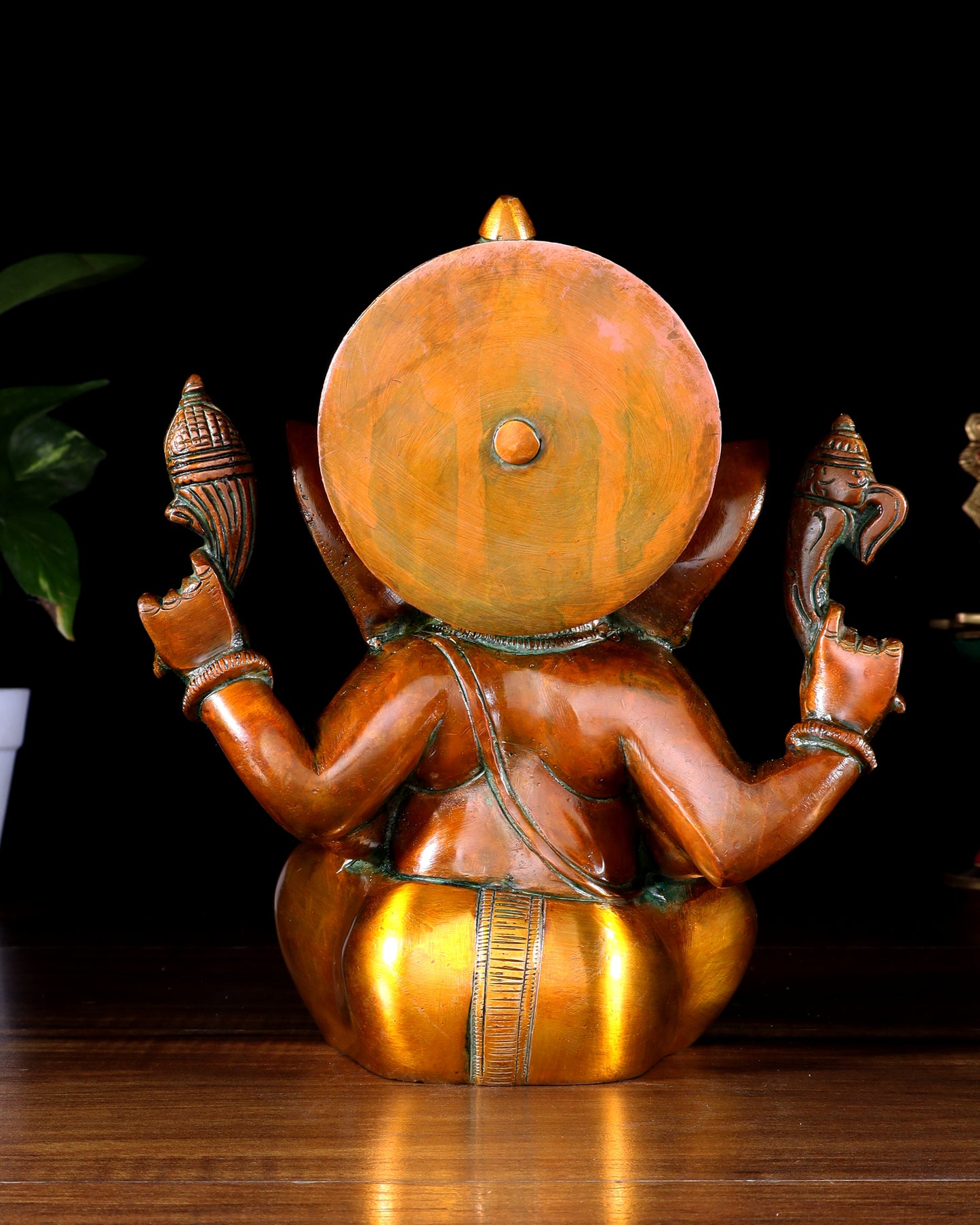 Pure Brass Lord Ganesha Idol – Vintage Finish 8"