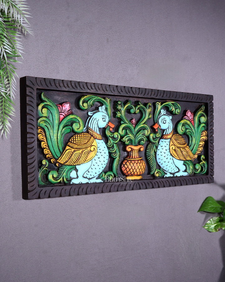 Premium Wood Annam Pakshmi Wall Hanging Panel – Hand-Painted 24 inch wide