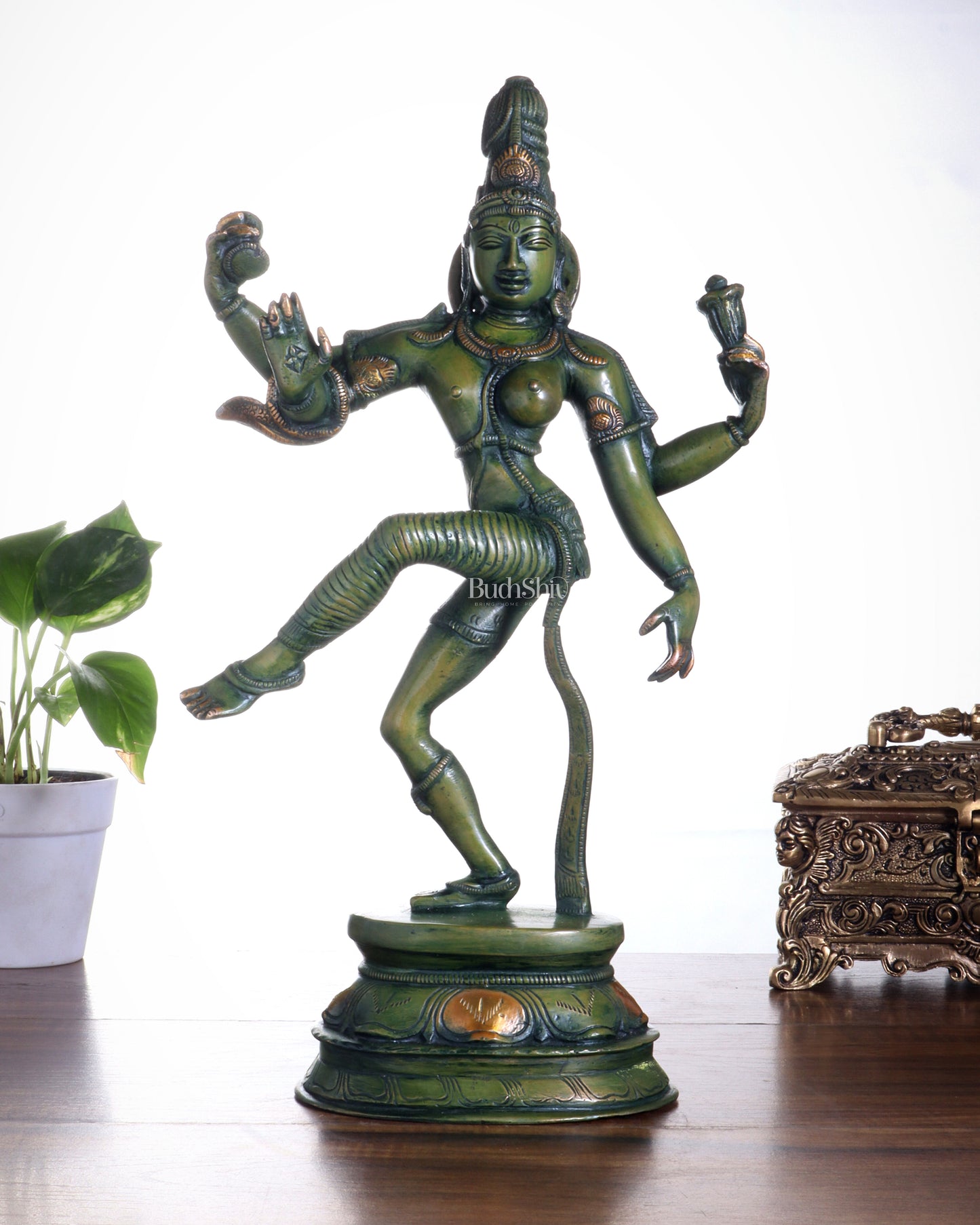Pure Brass Dancing Ardhanarishwara Idol - 15"