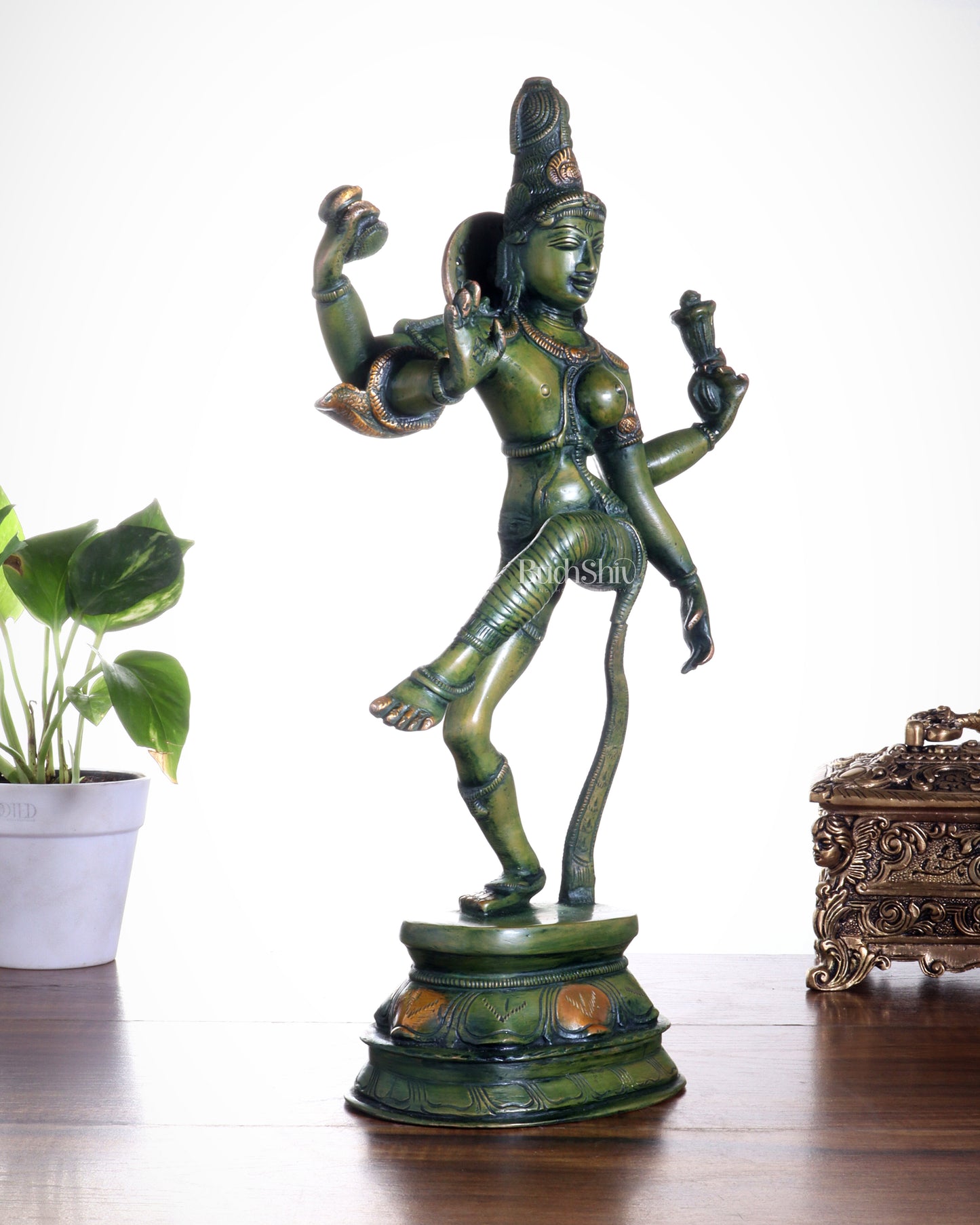 Pure Brass Dancing Ardhanarishwara Idol - 15"