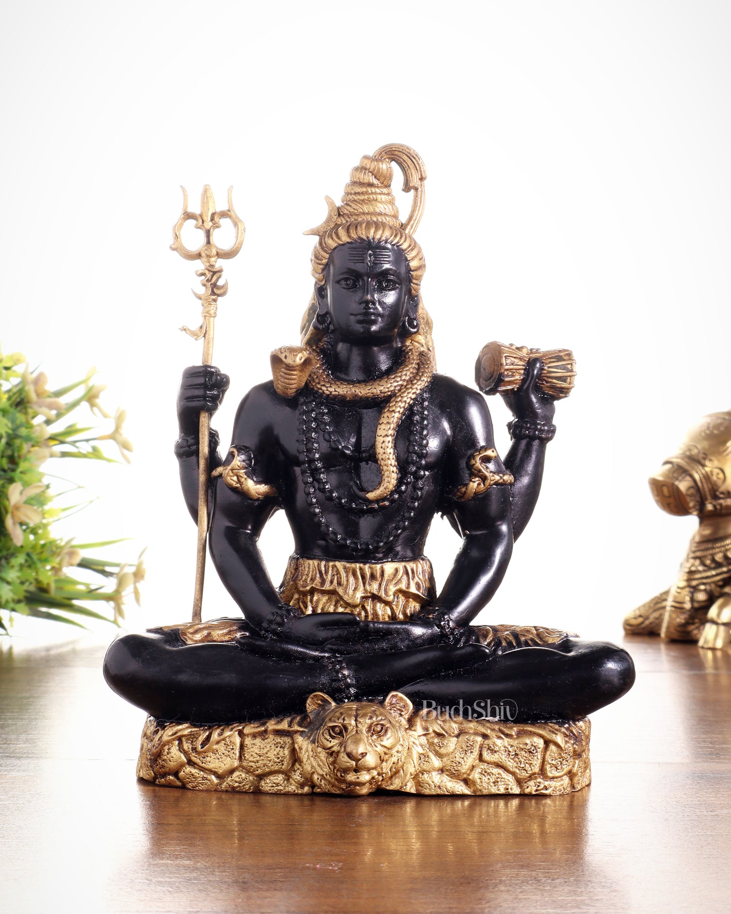 Brass Superfine Lord Shiva in Meditation Statue 6" black edition