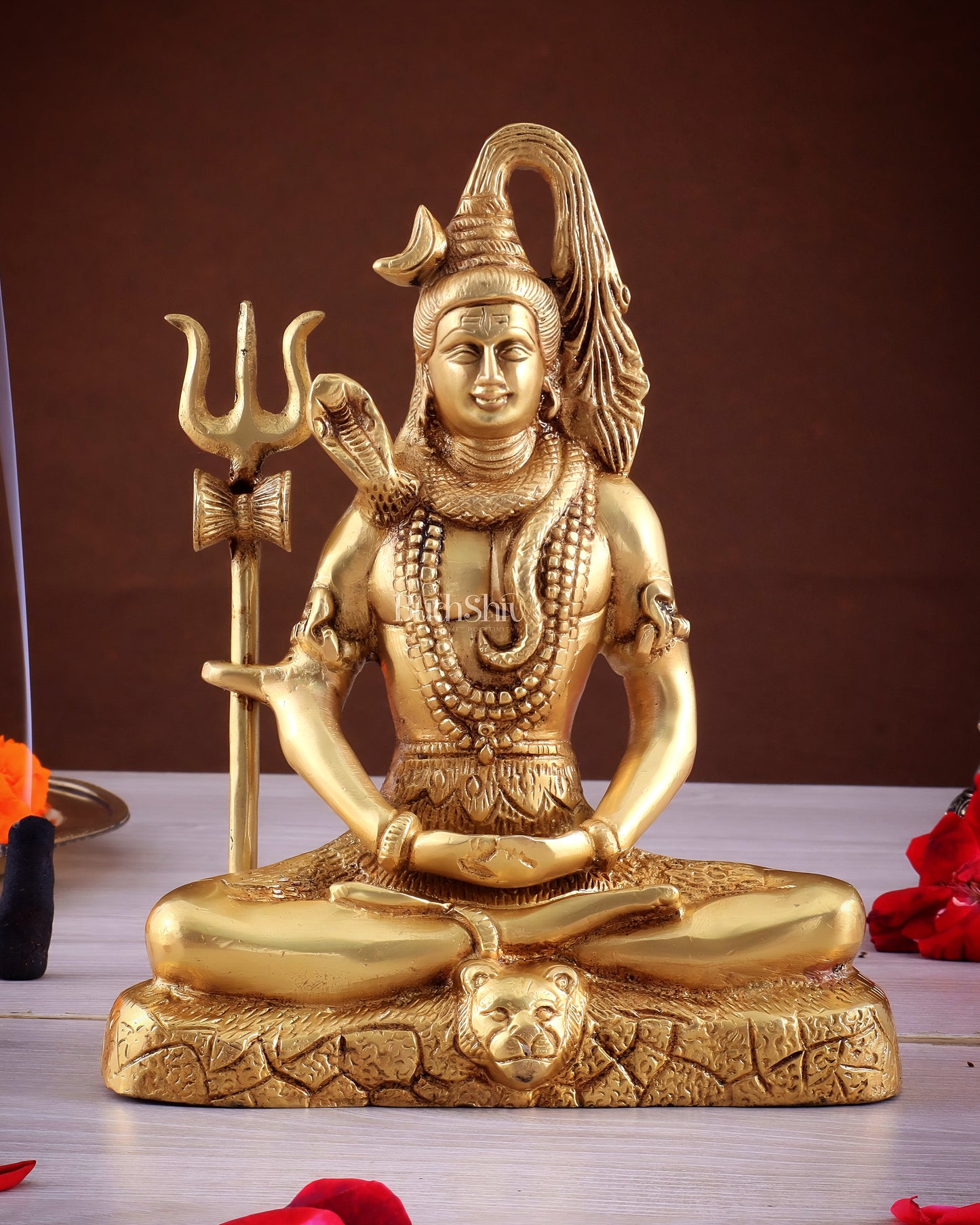 Brass Lord Shiva in Meditation Statue 8"