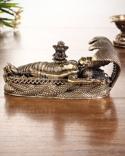 Pure Brass Padmanabhan Swamy Idol with Brahma & Shiva Lingam 4"