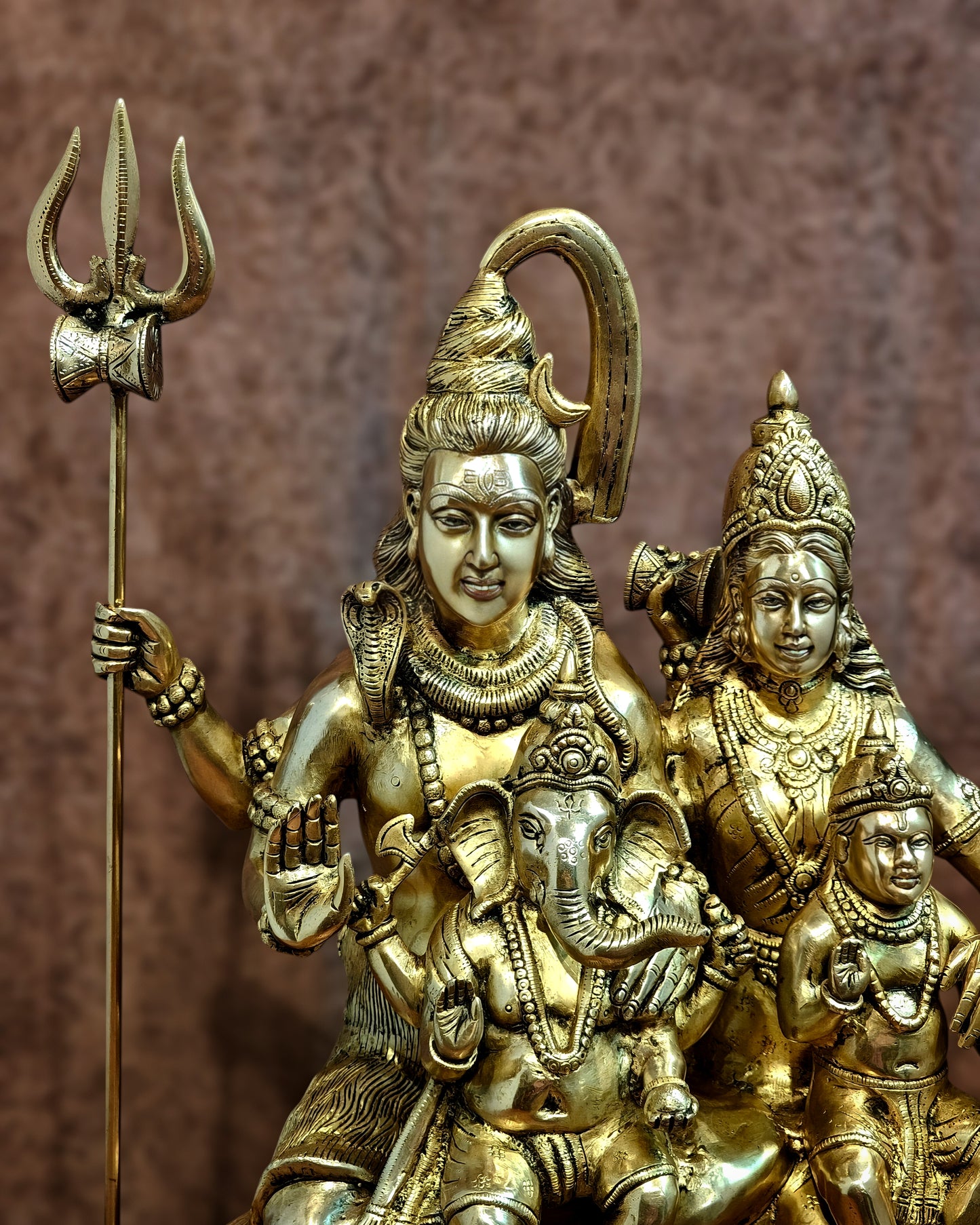 Pure Brass Shiva Parivar Statue - 28" large size