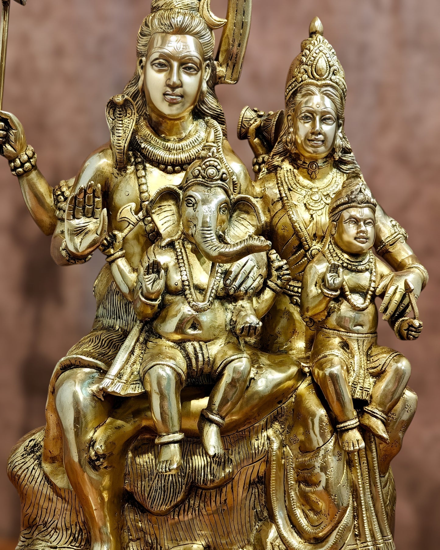 Pure Brass Shiva Parivar Statue - 28" large size