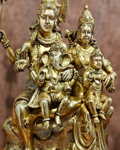 Pure Brass Shiva Parivar Statue - 28" large size