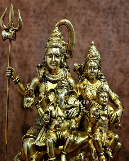 Pure Brass Shiva Parivar Statue - 28" large size