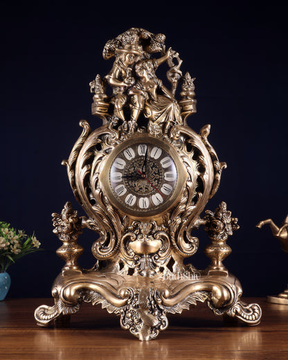 Vintage Brass Victorian Style Table Clock | 19.2 Inch