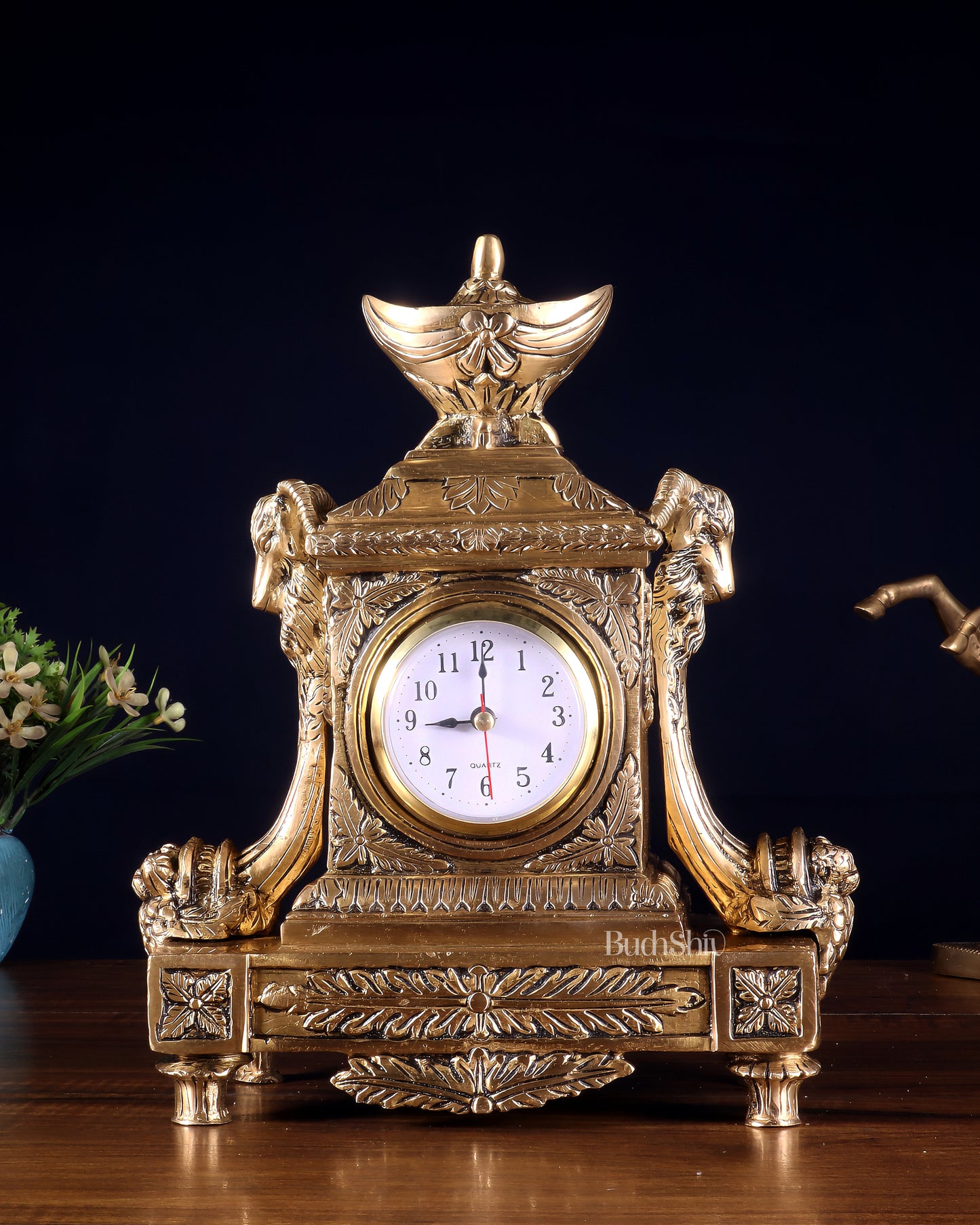 Vintage Brass Victorian Table Clock 10.2 inch
