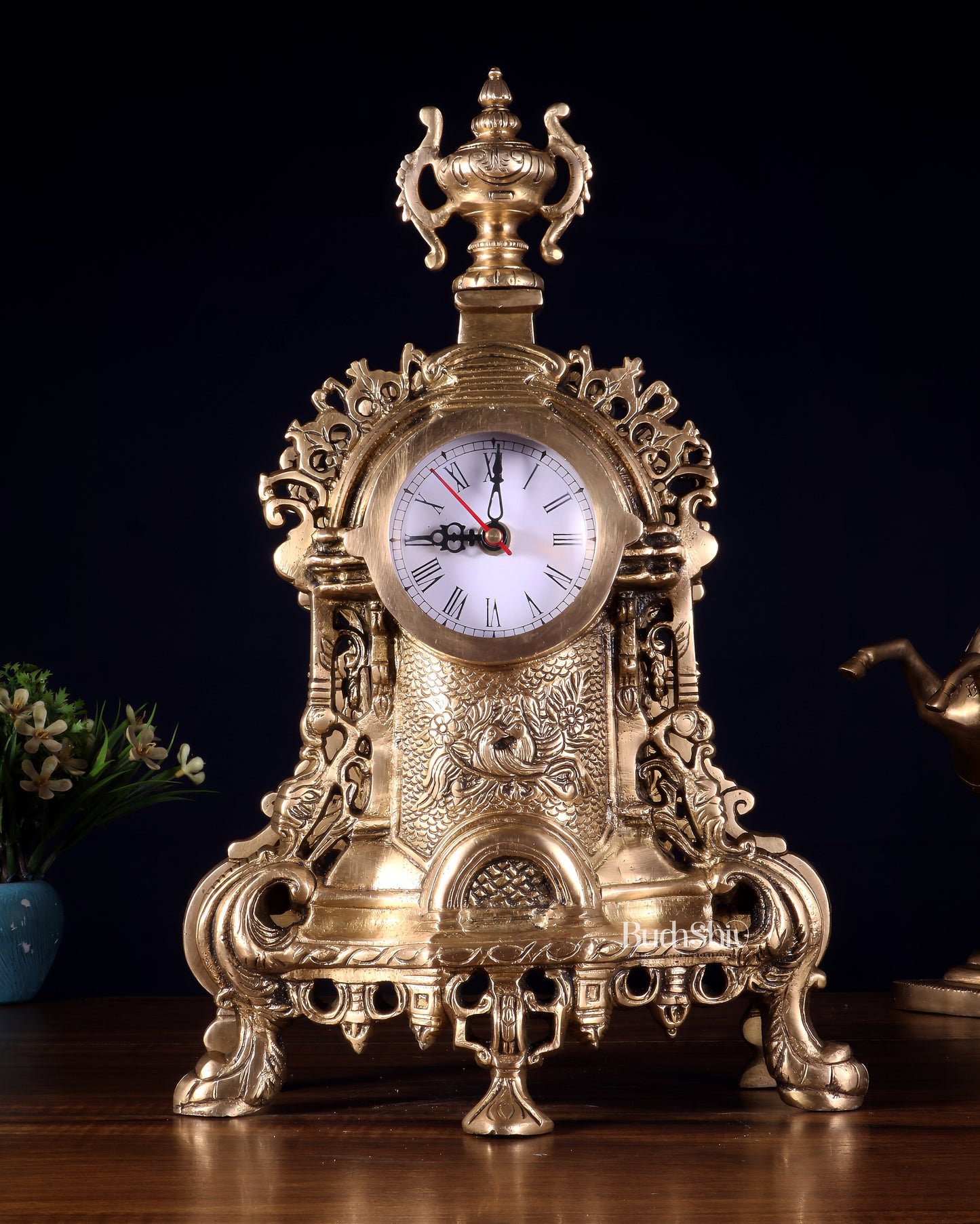 Vintage Brass Victorian Table Clock | 14”