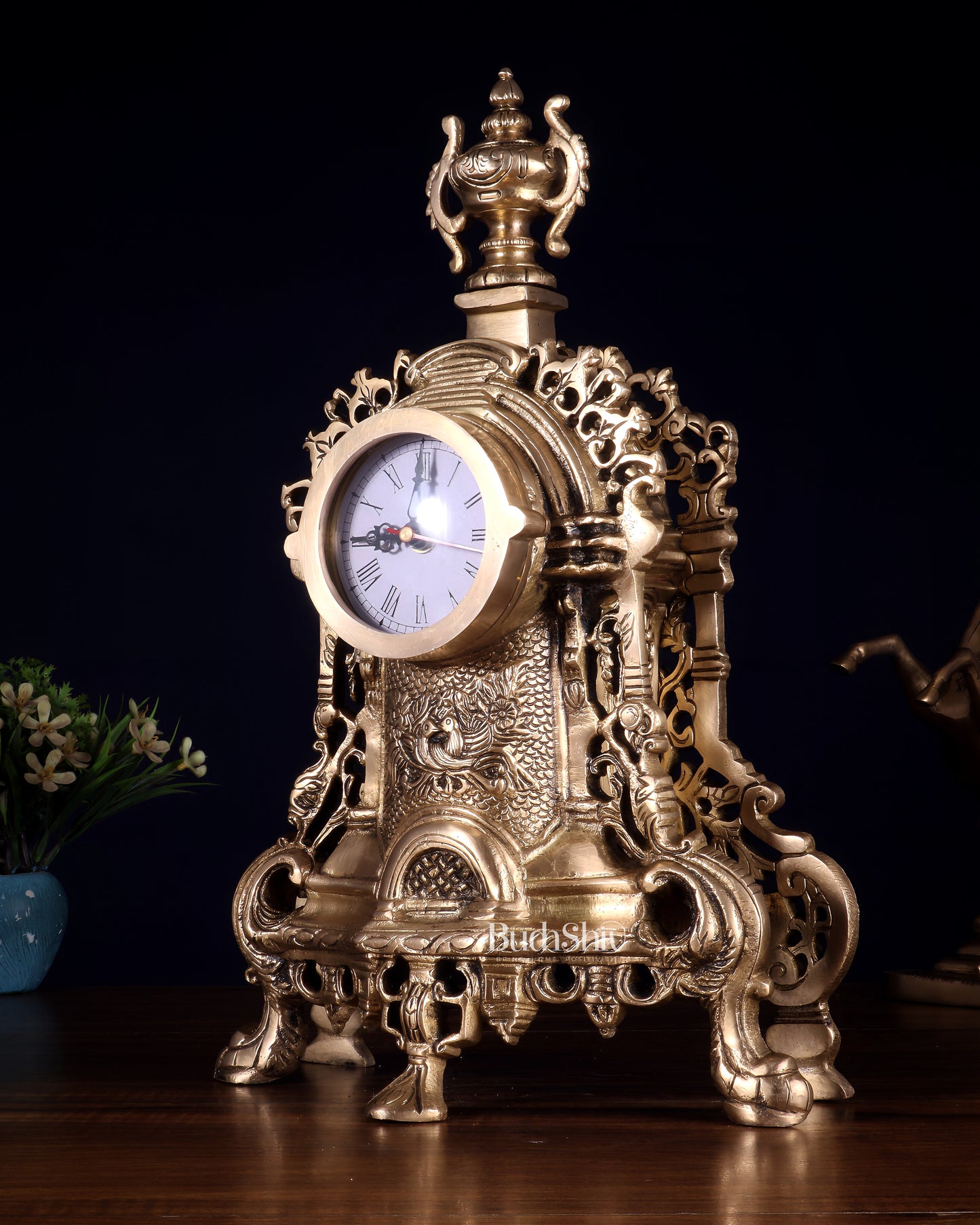 Vintage Brass Victorian Table Clock | 14”