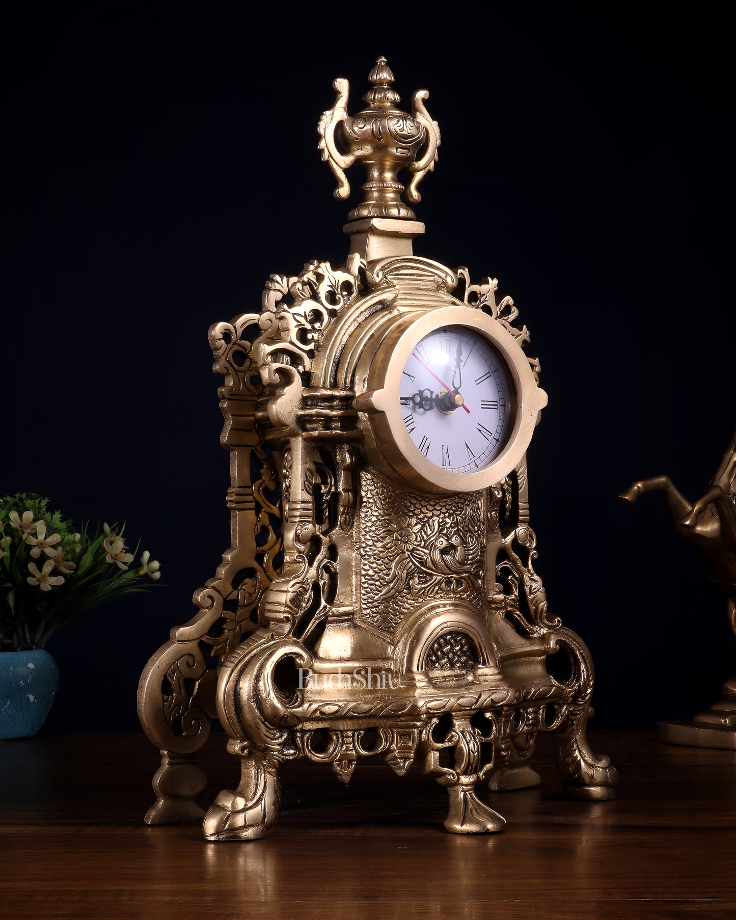 Vintage Brass Victorian Table Clock | 14”