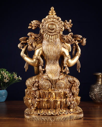 Brass Superfine Goddess Lakshmi Idol | 15 Inch enhanced carvings