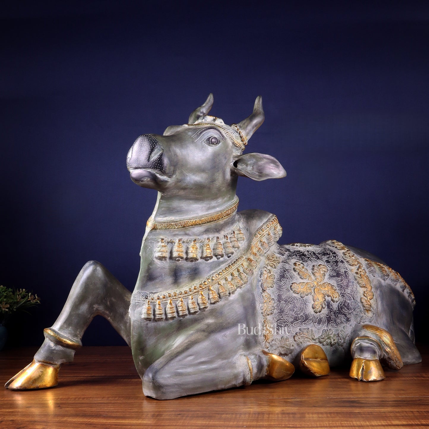 Brass Antique Large Nandi Sculpture | BudhShiv 33"