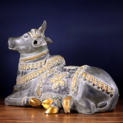 Brass Antique Large Nandi Sculpture | BudhShiv 33"