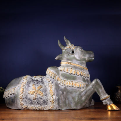 Brass Antique Large Nandi Sculpture | BudhShiv 33"