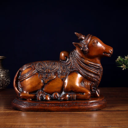 Pure Brass Vintage Nandi Statue – Chola brown Finish 12.6 inch