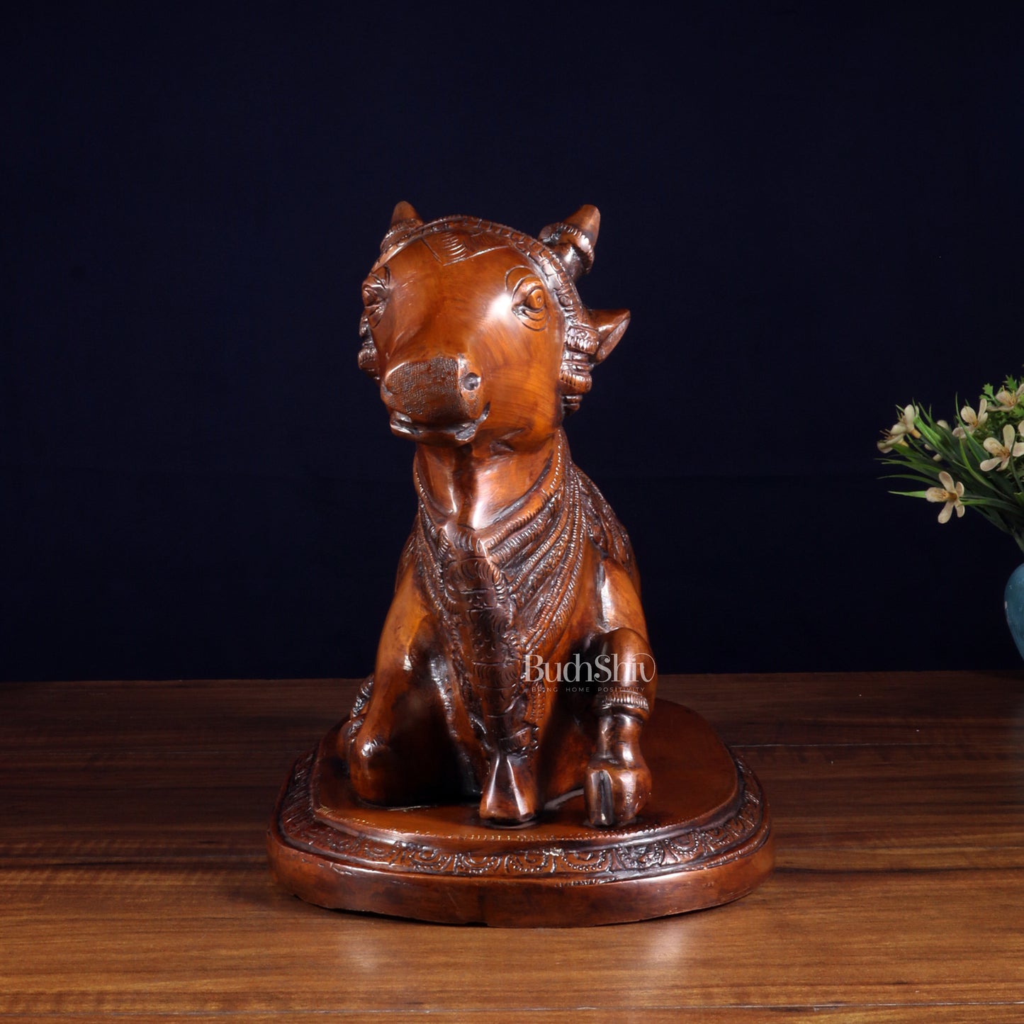 Pure Brass Vintage Nandi Statue – Chola brown Finish 12.6 inch