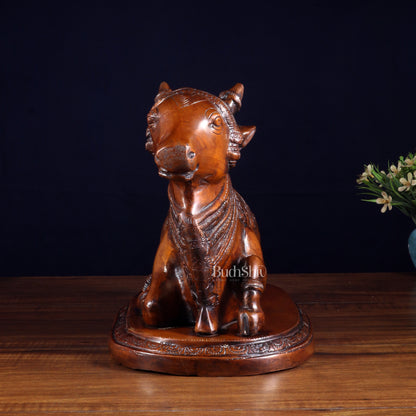 Pure Brass Vintage Nandi Statue – Chola brown Finish 12.6 inch