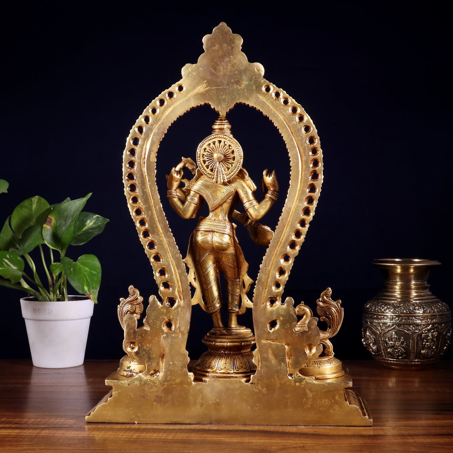 Pure Brass Standing Goddess Saraswati Idol with Swans | 15”