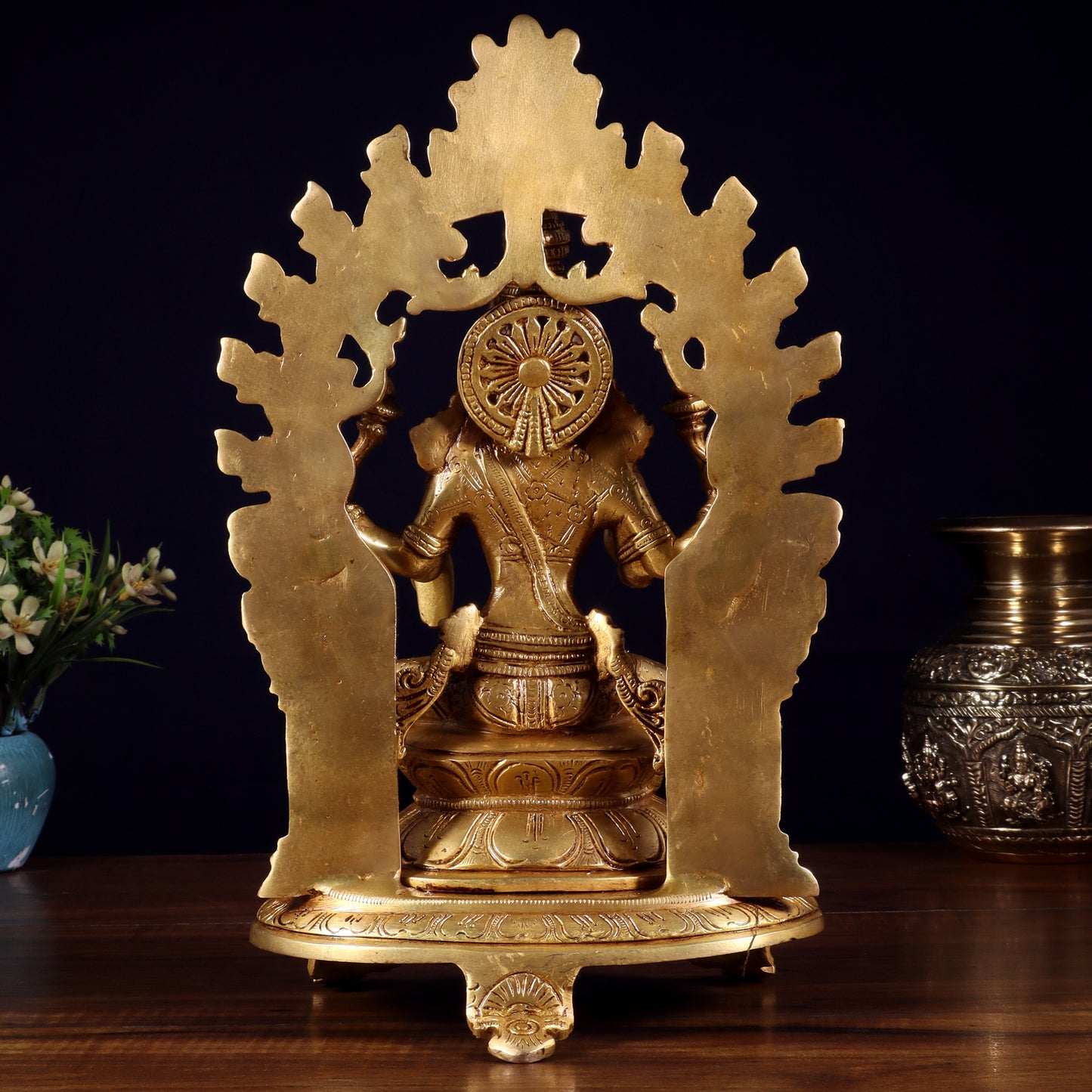 Pure Brass Goddess Lakshmi Idol with Prabhavali | 12 Inch