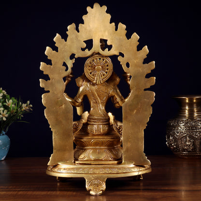 Pure Brass Goddess Lakshmi Idol with Prabhavali | 12 Inch