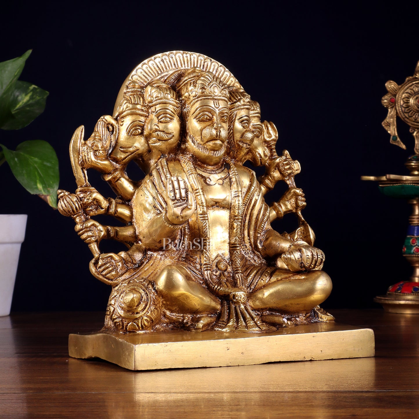 Pure Brass Panchmukhi Hanuman Statue 7.5 Inch