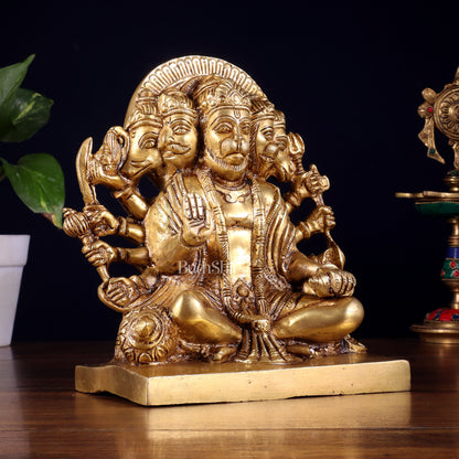 Pure Brass Panchmukhi Hanuman Statue 7.5 Inch