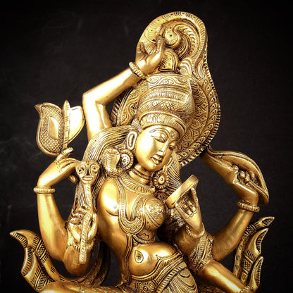 Pure Brass Dancing Ardhanarishwara Statue | Shiv Shakti as One | 16.5"