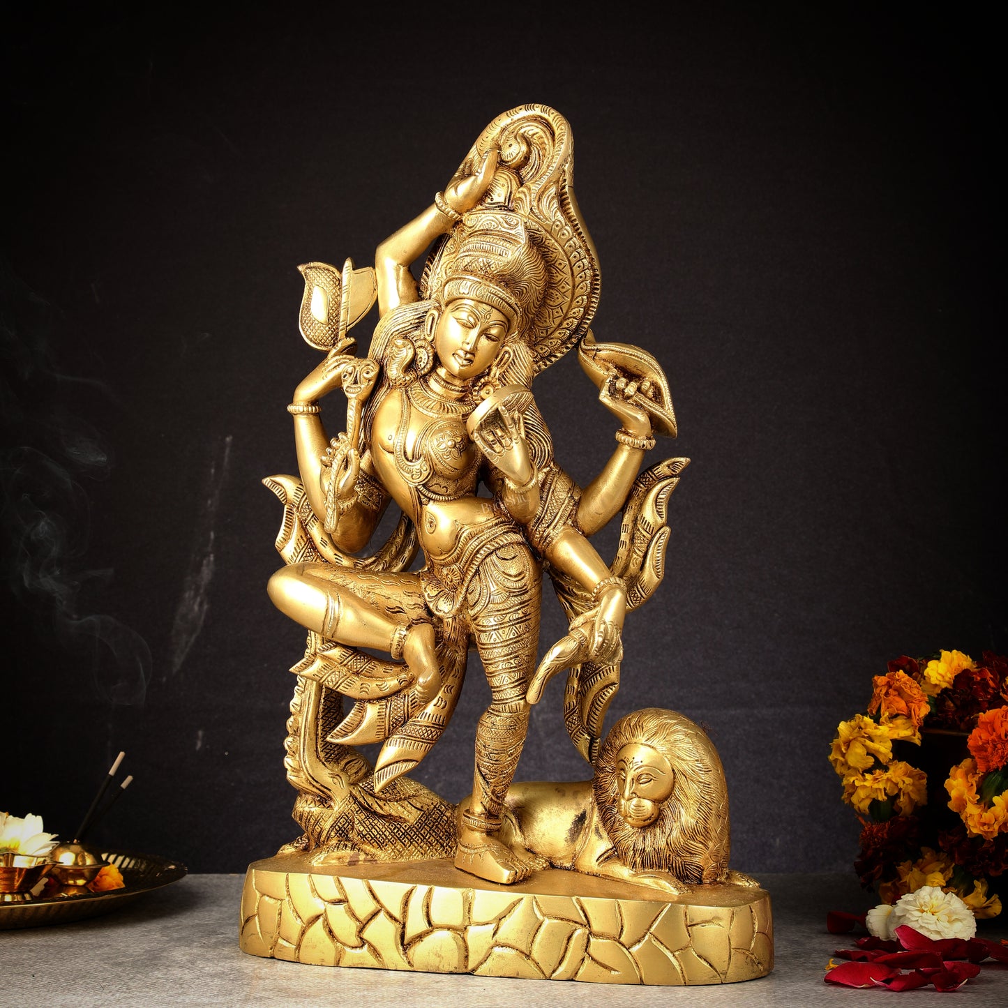 Pure Brass Dancing Ardhanarishwara Statue | Shiv Shakti as One | 16.5"