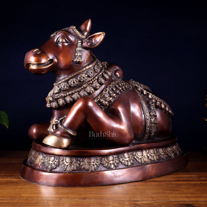 Large brass Nandi Statue 22 inch brown tone
