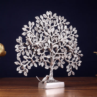 Brass Kalpavriksha tree for tables 11" silver plated