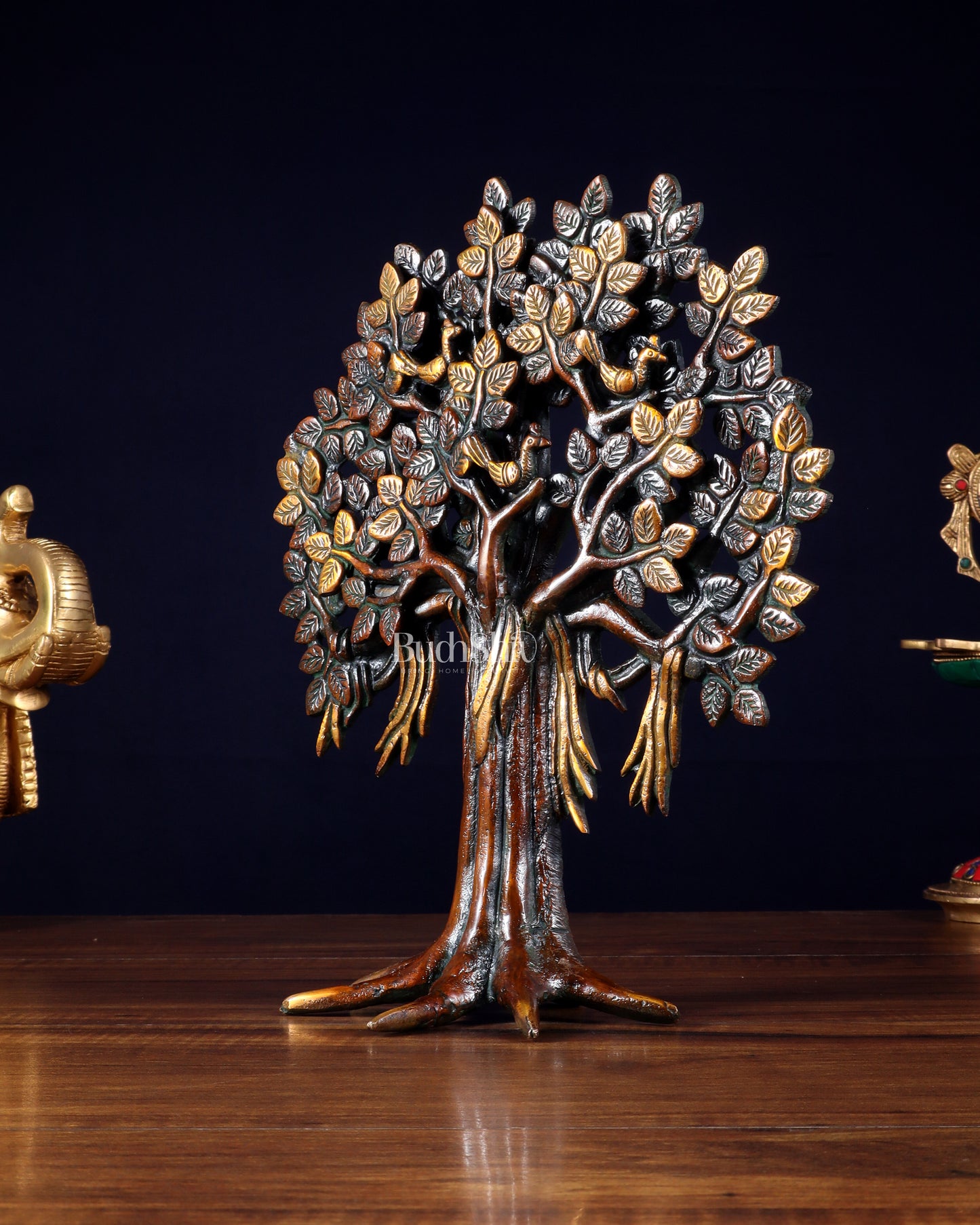 Pure Brass Handcrafted Kalpavriksha Tree - Table Standing - 11" vintage