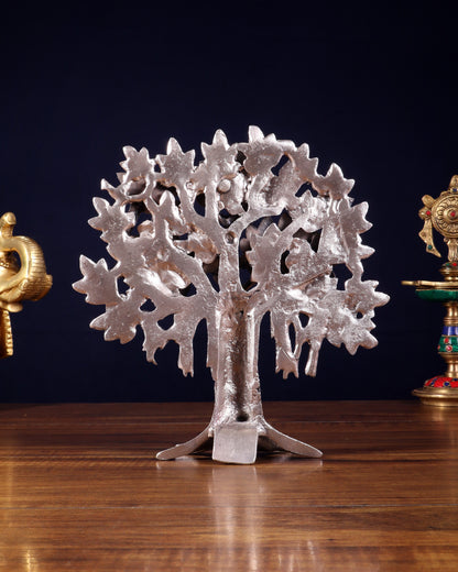 Pure Brass Handcrafted Kalpavriksha Tree - Table Standing 9" silver plated