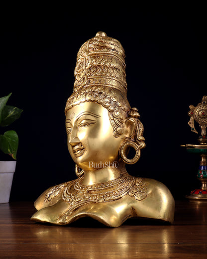 Brass Parvati face Bust table accent 12" Butter gold