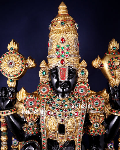 Brass Tirupati Balaji Idol 48 inch with jewellers meenakari Stonework