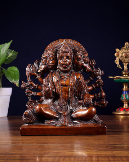 Pure Brass Panchmukhi Hanuman Statue – Copper Finish 7.5 Inch