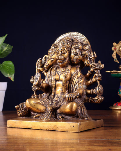 Pure Brass Panchmukhi Hanuman Statue 7.5 Inch
