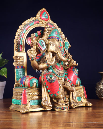 Pure Brass Lord Ganesha Statue multicolour  - 17"