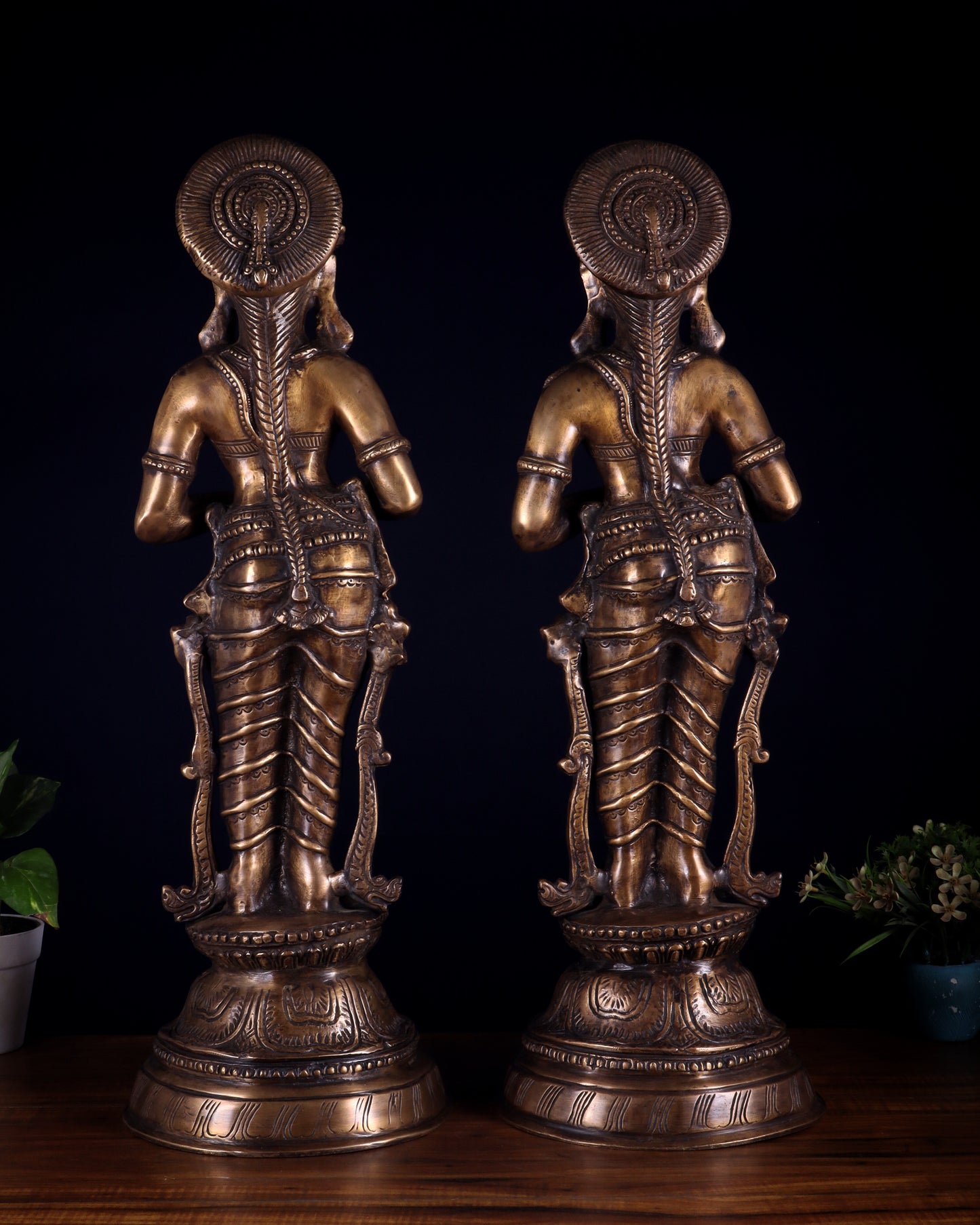 Vintage Brass Namaste Welcome Ladies – Pair