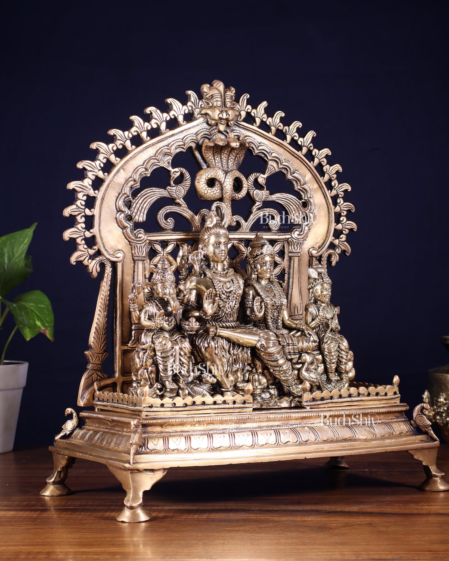 Brass Shiva Parivar with Kirtimukha Singhasan & Prabhavali – Combo Set 13.5 inch