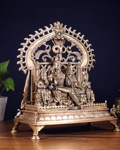 Brass Shiva Parivar with Kirtimukha Singhasan & Prabhavali – Combo Set 13.5 inch