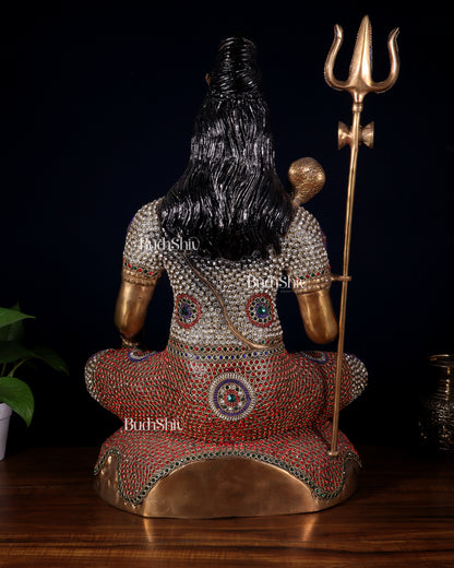 Handcrafted Pure Brass Lord Shiva Statue - 23" Height Jewelled up work