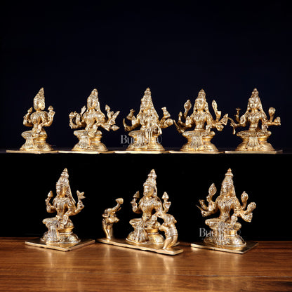 Ashtalakshmi Superfine Brass Idols - 5 Inch enhanced carvings