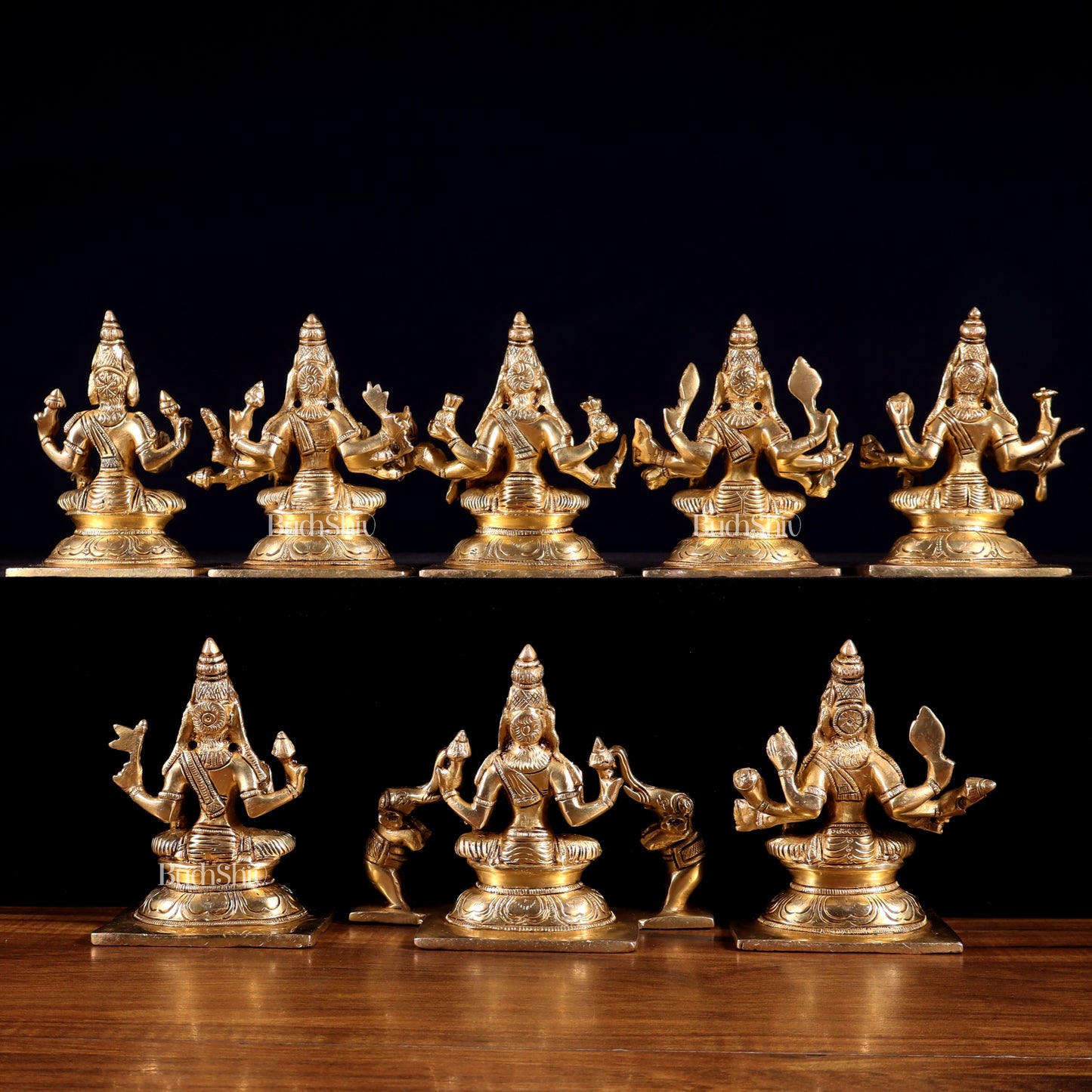 Ashtalakshmi Superfine Brass Idols - 5 Inch enhanced carvings