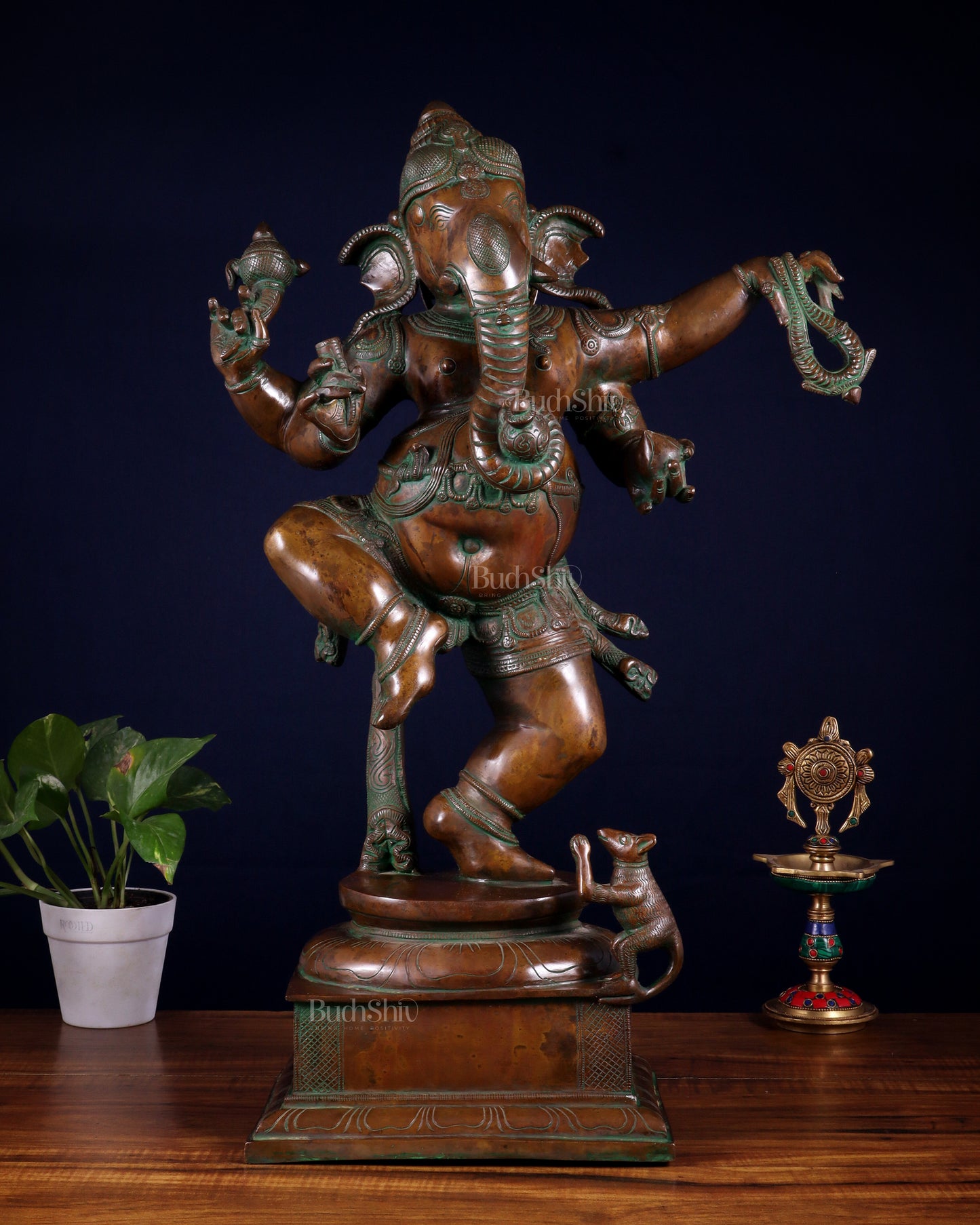 Brass Dancing Ganesha Statue 25" large