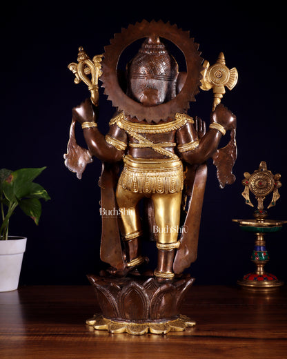 Pure Brass Standing Ganesha on Lotus Pedestal – South Indian Copper & Gold Tone Finish