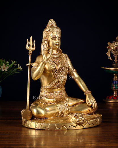 Brass Handcrafted Lord Shiva Statue | 10" abhaya mudra